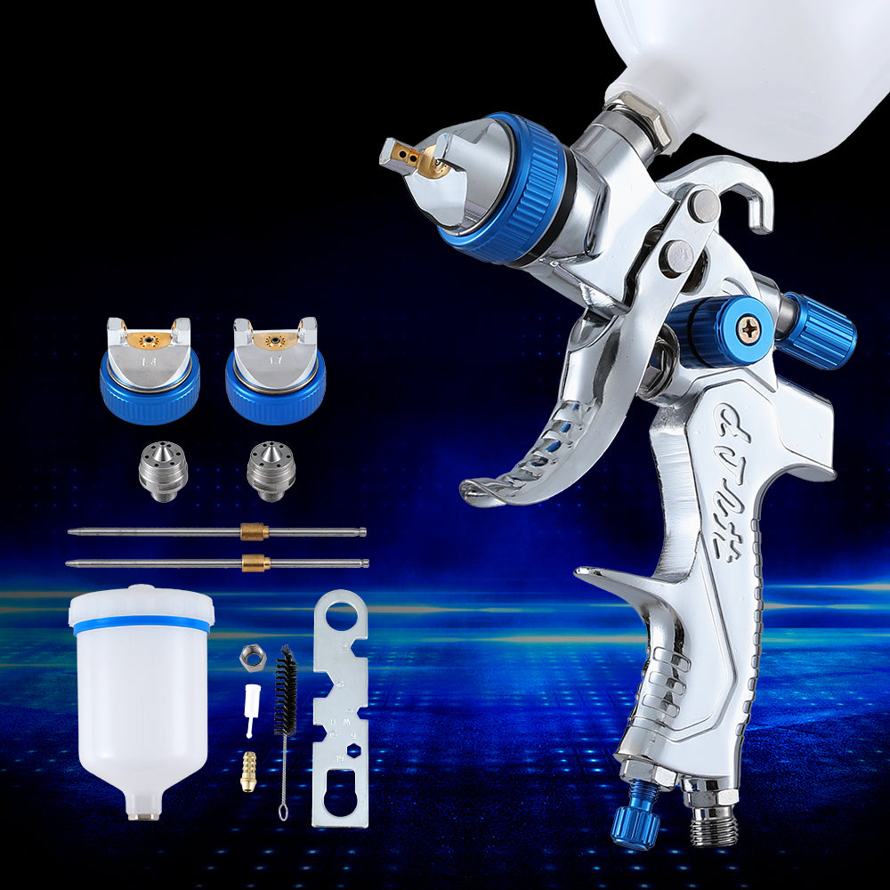Giantz Spray Gun Paint Gun HVLP Gravity Feed 1.4mm 1.7mm 2.0mm Nozzles Included - ShopFrenzy