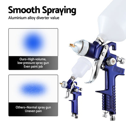 Giantz 2PC HVLP Spray Gun Paint Gun Gravity Feed 0.8mm 1.4,mm Nozzles Included - ShopFrenzy