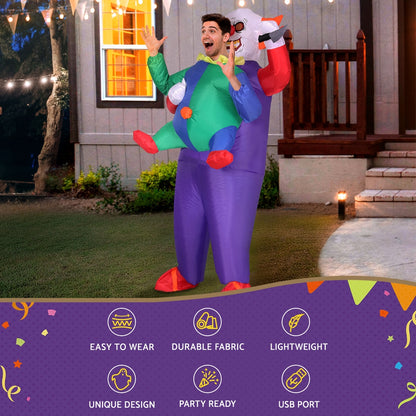 Inflatable Clown Costume Adult Suit Blow Up Party Fancy Dress Halloween Cosplay - ShopFrenzy