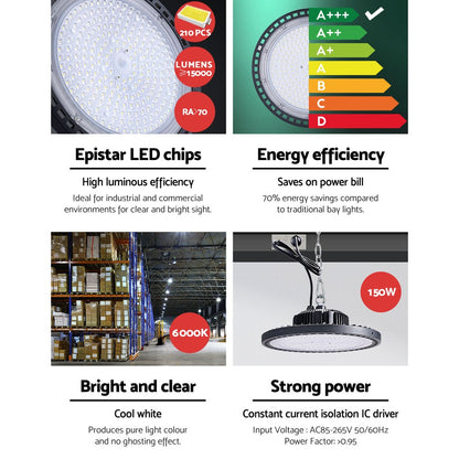 Leier LED High Bay Lights 150W UFO Industrial Workshop Warehouse Factory Lamp - ShopFrenzy