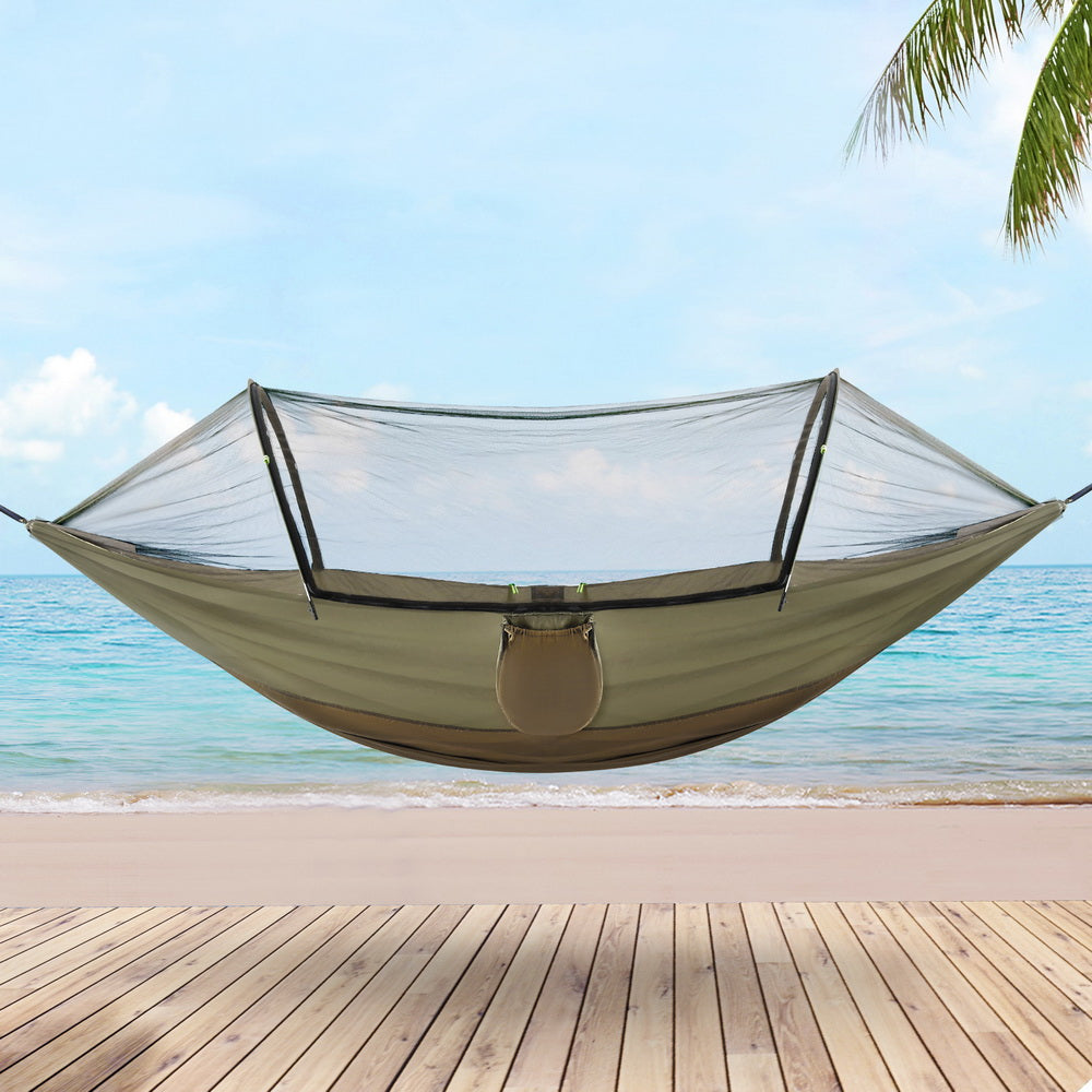 Gardeon Hammock Chair Metal Stand Outdoor Furniture Black - ShopFrenzy