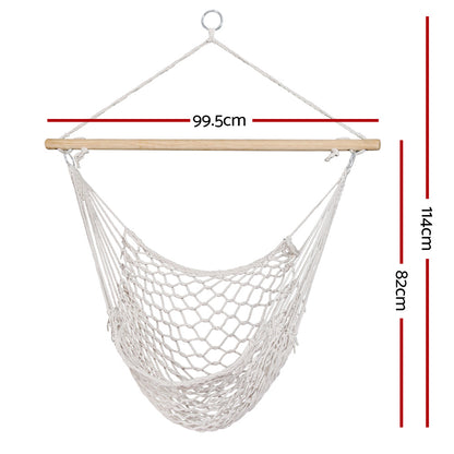 Gardeon Hammock Chair Outdoor Hanging Camping Mesh Indoor Cream - ShopFrenzy