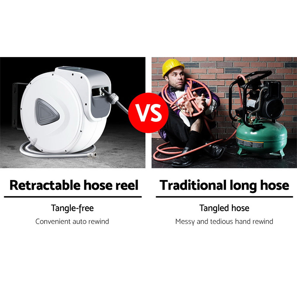 Giantz Air Hose Reel 10m Retractable Rewind Swivel Wall Mount Compressor Garage - ShopFrenzy