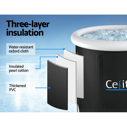 Weisshorn Portable Ice Bath Tub 80X80CM Inflatable Folding Bathtub Spa Massage - ShopFrenzy