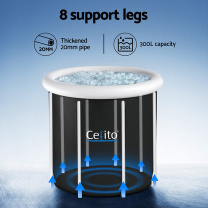 Weisshorn Portable Ice Bath Tub 80X80CM Inflatable Folding Bathtub Spa Massage - ShopFrenzy