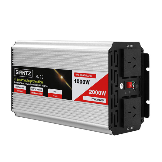 Giantz Power Inverter 1000W or 2000W Pure Sine Wave 12V-240V Camping Boat Caravan - ShopFrenzy