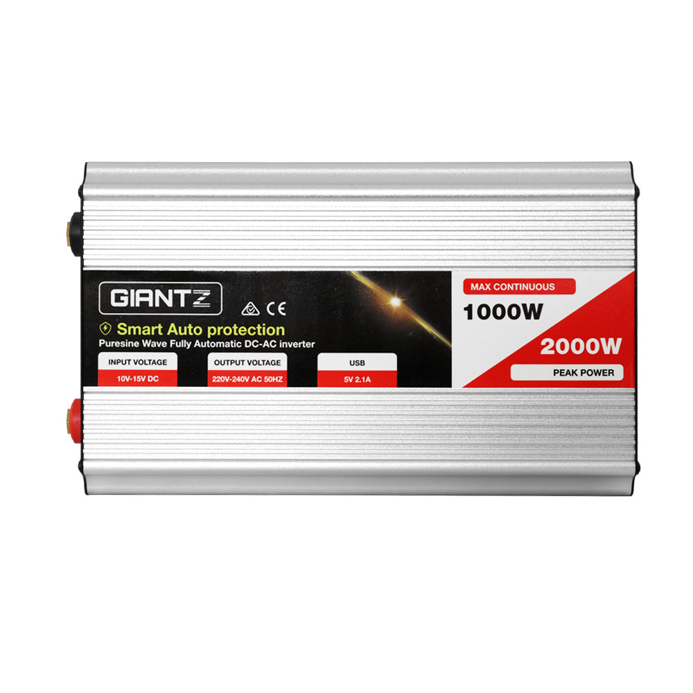 Giantz Power Inverter 1000W or 2000W Pure Sine Wave 12V-240V Camping Boat Caravan - ShopFrenzy