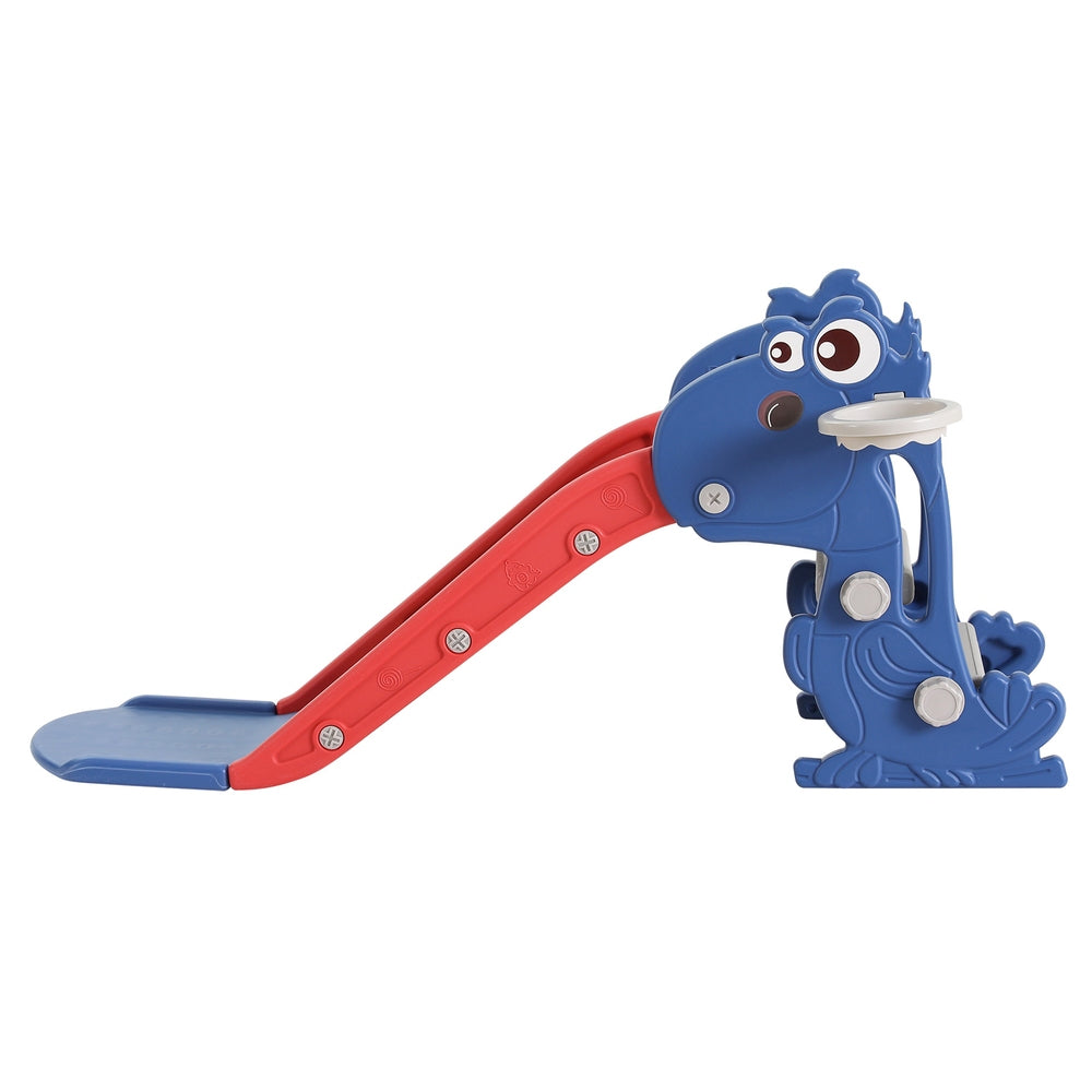 Keezi Kids Slide Set Basketball Hoop Outdoor Playground Toy Dragon 90cm Blue - ShopFrenzy