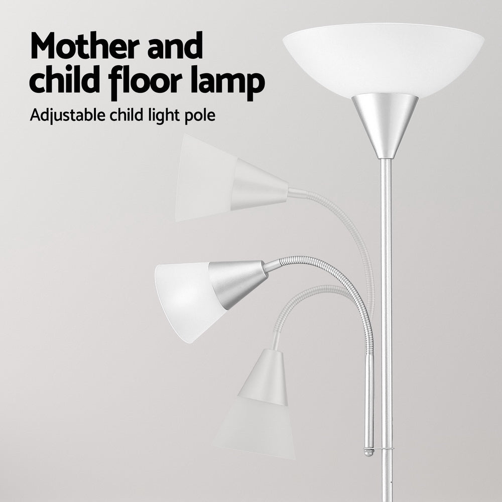 Artiss Floor Lamp Mother and Child Modern Home Living Room Office Reading Silver - ShopFrenzy