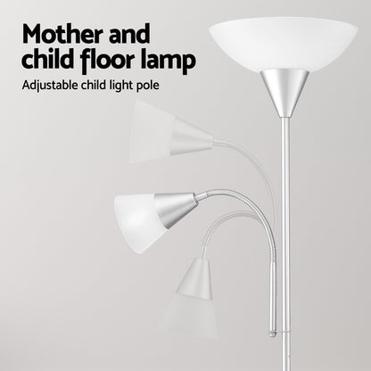 Artiss Floor Lamp Mother and Child Modern Home Living Room Office Reading Silver - ShopFrenzy