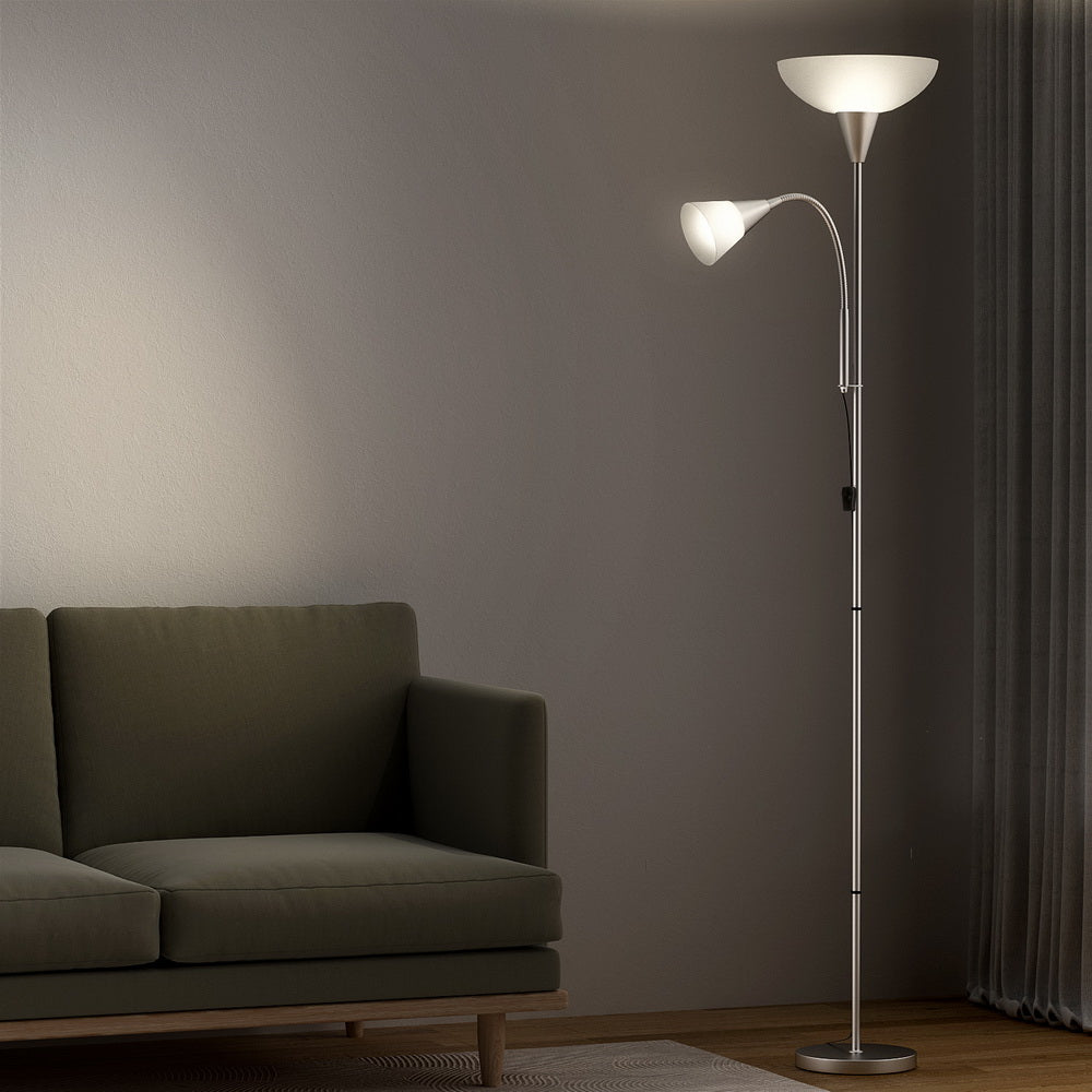 Artiss Floor Lamp Mother and Child Modern Home Living Room Office Reading Silver - ShopFrenzy