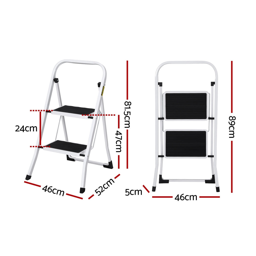 Giantz 2 Step Ladder Multi-Purpose Folding Steel Light Weight Platform - ShopFrenzy