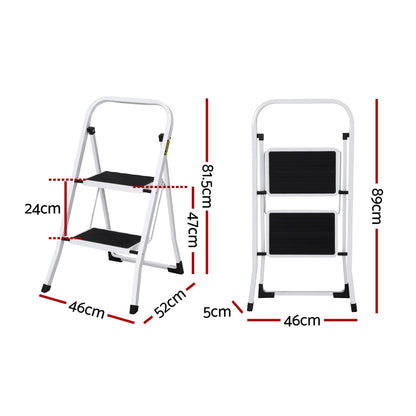 Giantz 2 Step Ladder Multi-Purpose Folding Steel Light Weight Platform - ShopFrenzy