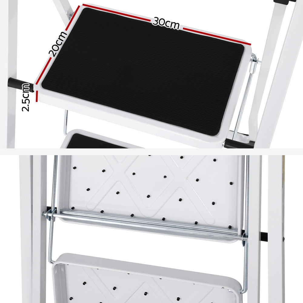 Giantz 2 Step Ladder Multi-Purpose Folding Steel Light Weight Platform - ShopFrenzy