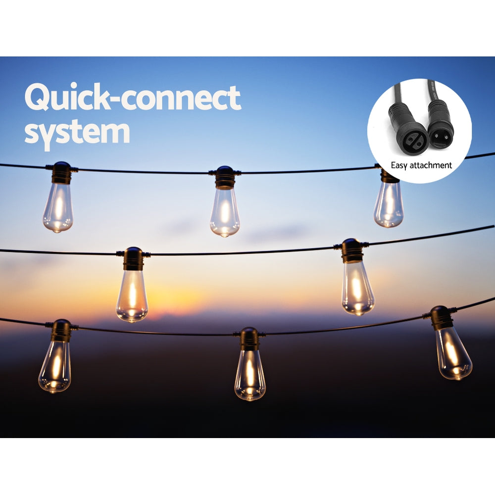 50m Solar Festoon Lights Outdoor LED String Light Xmas Party Decorations - ShopFrenzy