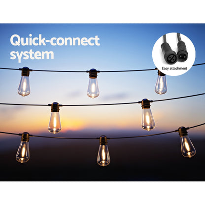 50m Solar Festoon Lights Outdoor LED String Light Xmas Party Decorations - ShopFrenzy