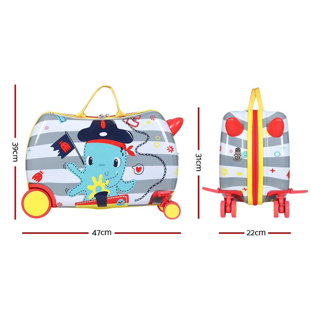 Wanderlite 17" Kids Ride On Luggage Children Suitcase Trolley Travel Octopus - ShopFrenzy