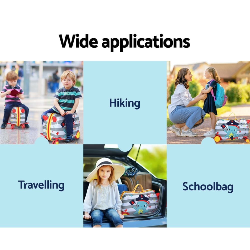 Wanderlite 17" Kids Ride On Luggage Children Suitcase Trolley Travel Octopus - ShopFrenzy