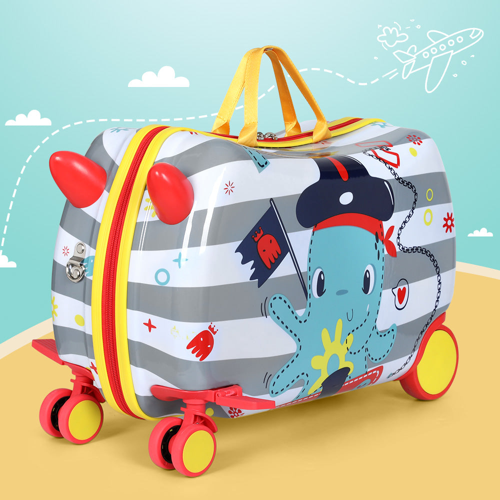 Wanderlite 17" Kids Ride On Luggage Children Suitcase Trolley Travel Octopus - ShopFrenzy