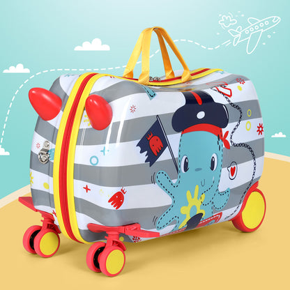 Wanderlite 17" Kids Ride On Luggage Children Suitcase Trolley Travel Octopus - ShopFrenzy