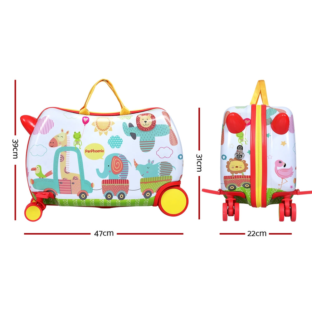Wanderlite 17" Kids Ride On Luggage Children Suitcase Trolley Travel Zoo - ShopFrenzy