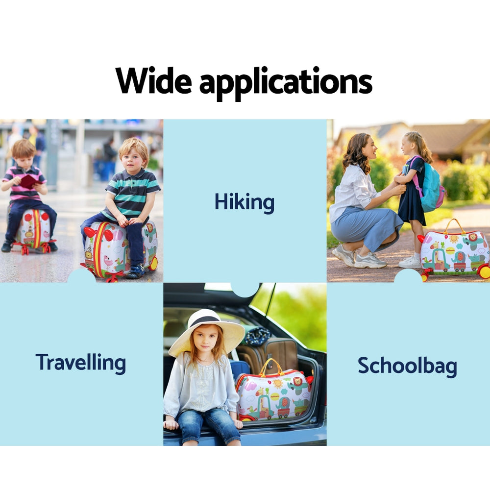 Wanderlite 17" Kids Ride On Luggage Children Suitcase Trolley Travel Zoo - ShopFrenzy