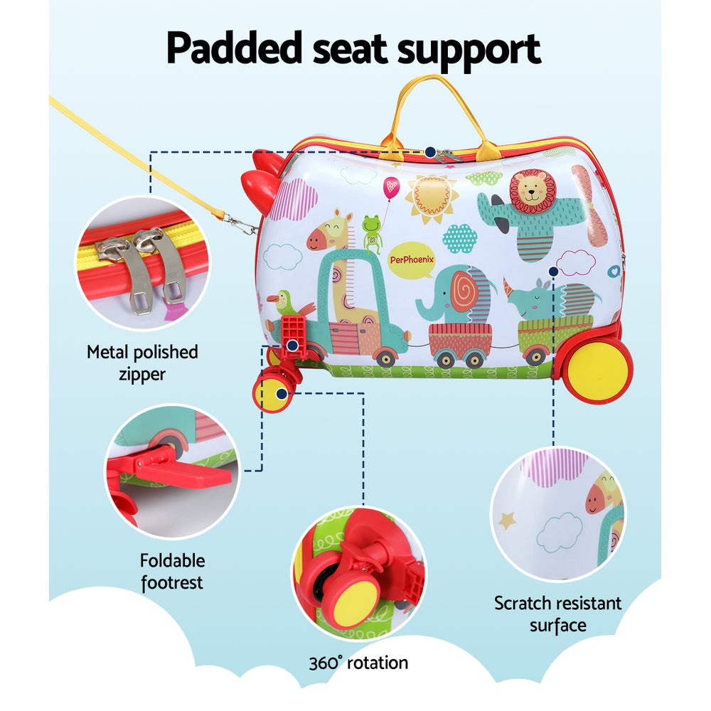 Wanderlite 17" Kids Ride On Luggage Children Suitcase Trolley Travel Zoo - ShopFrenzy