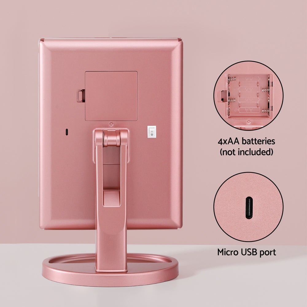 Embellir Tri-fold Makeup Mirror 1X2X3X Magnifying with LED Light Travel Portable Pink - ShopFrenzy