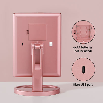 Embellir Tri-fold Makeup Mirror 1X2X3X Magnifying with LED Light Travel Portable Pink - ShopFrenzy