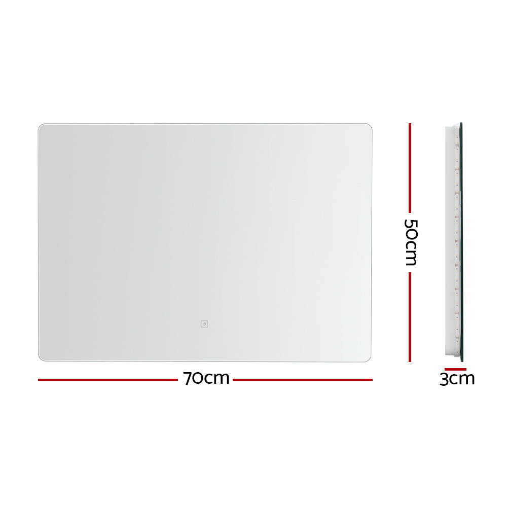 Embellir Wall Mirror 70X50cm with LED Light Bathroom Home Decor Round Rectangle - ShopFrenzy