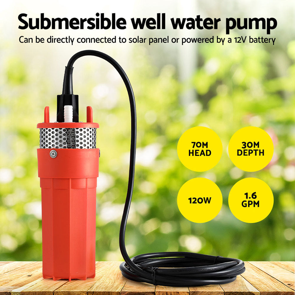 Giantz Submersible Solar Water Pump 24V 70M Head Deep Well Bore Self-priming - ShopFrenzy