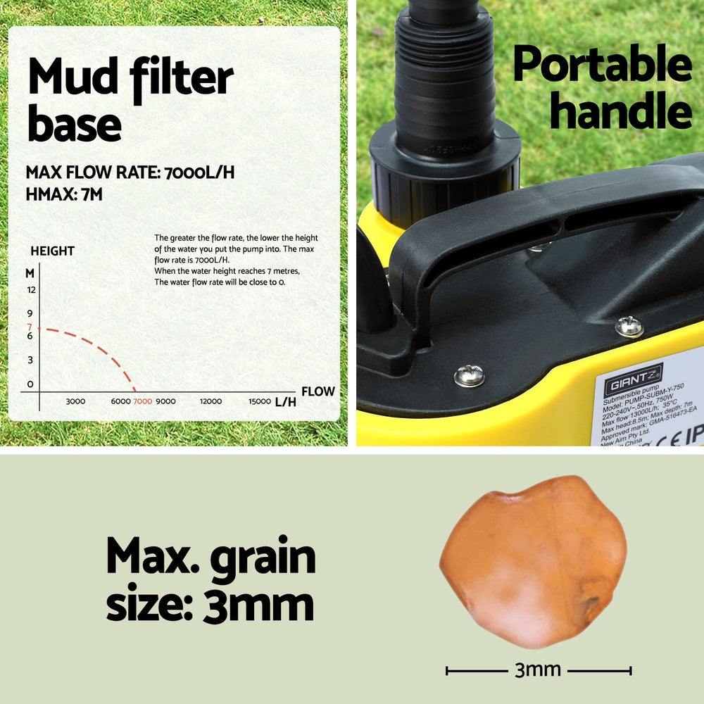 Giantz Garden Water Submersible Pump 400W Dirty Bore Sewerage Tank Well Steel - ShopFrenzy