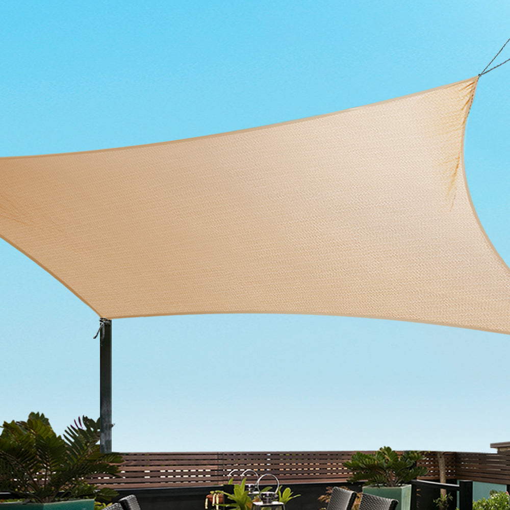 Instahut Shade Sail 2x4m Rectangle 280GSM 98% Sand Shade Cloth - ShopFrenzy