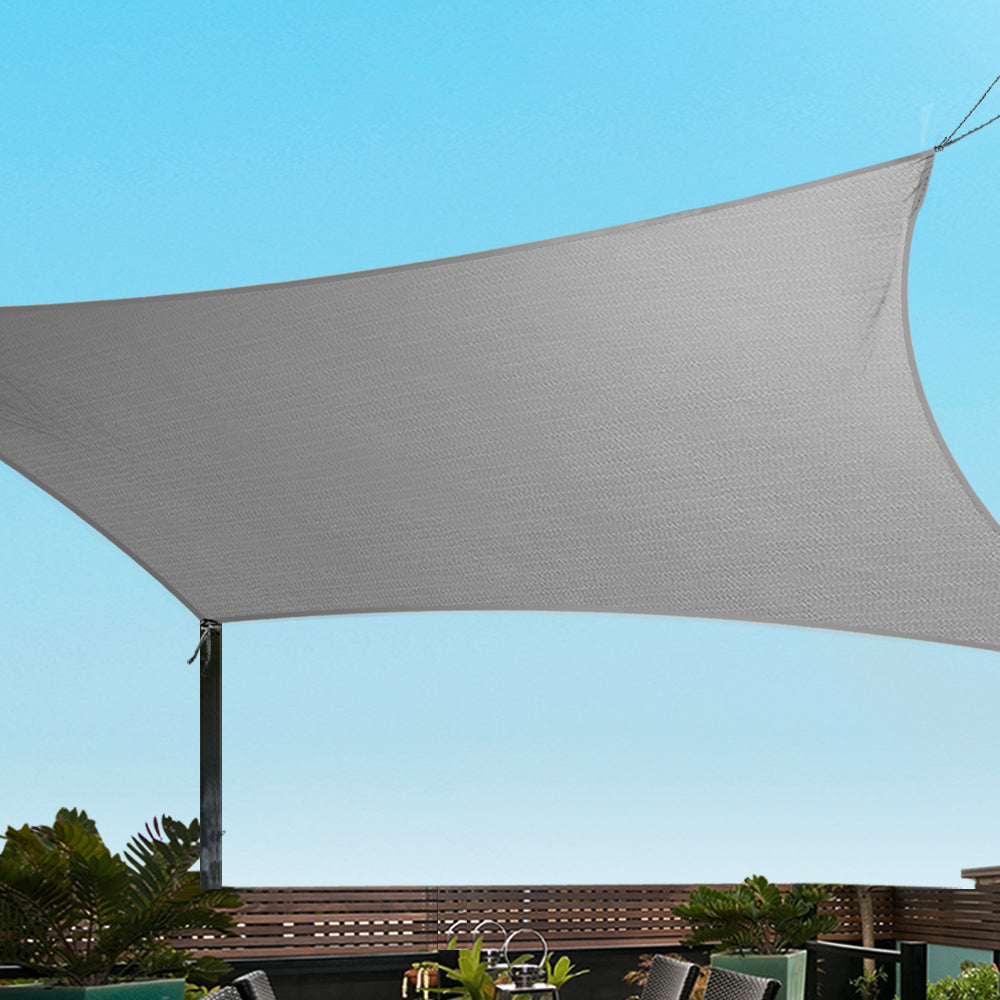 Instahut Shade Sail 3x3m Square 280GSM 98% Grey Shade Cloth - ShopFrenzy