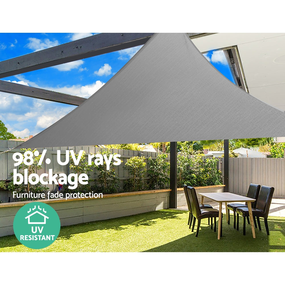 Instahut Shade Sail 3x3x4.3m Triangle 280GSM 98% Grey Shade Cloth - ShopFrenzy
