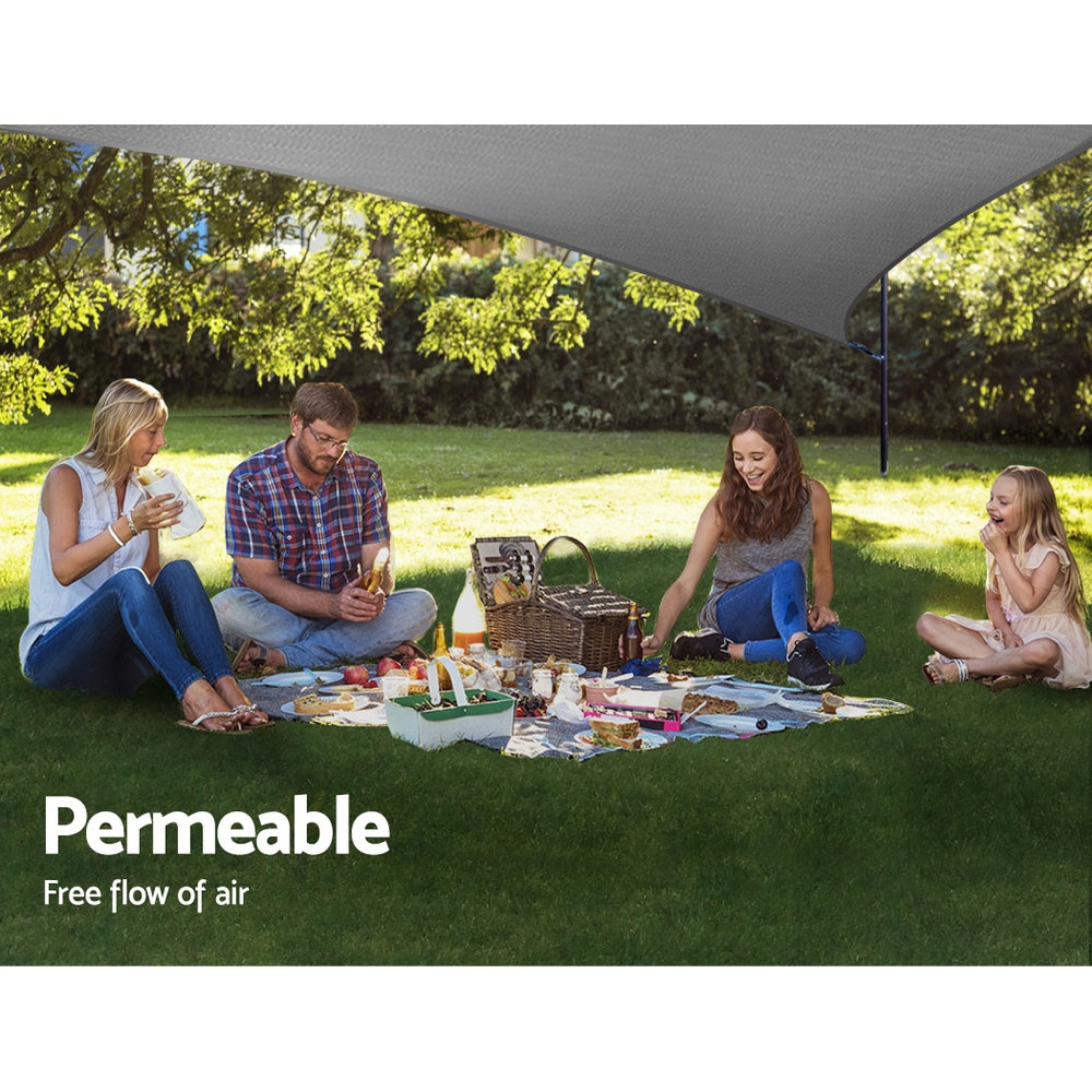 Instahut Shade Sail 3x3x4.3m Triangle 280GSM 98% Grey Shade Cloth - ShopFrenzy