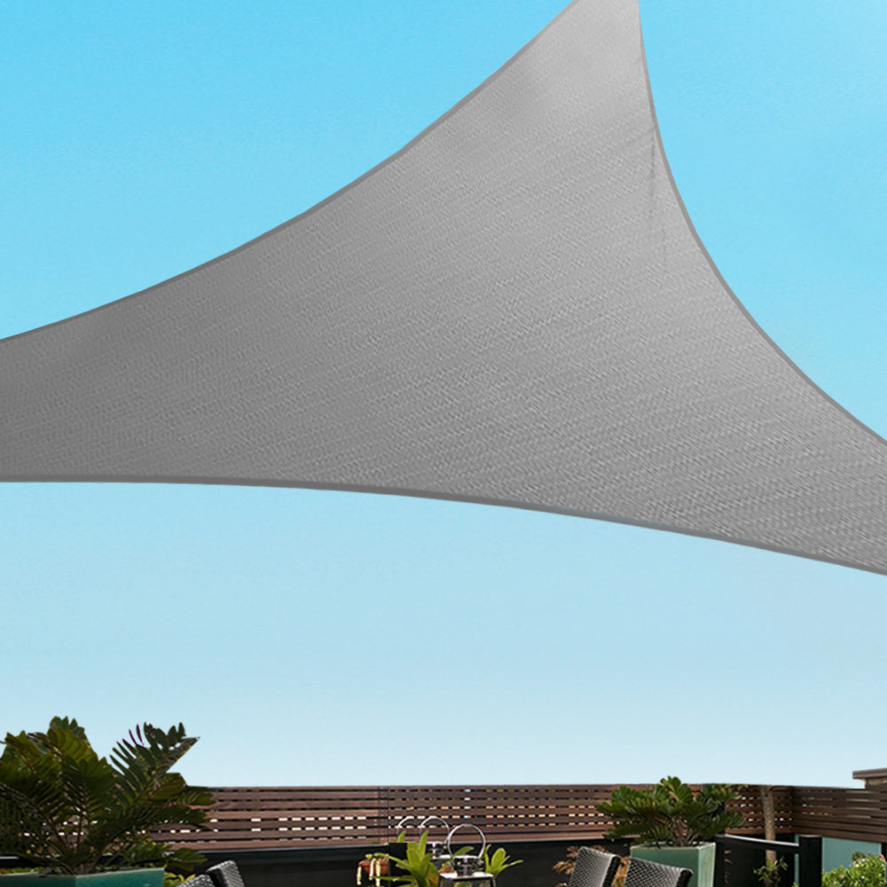 Instahut Shade Sail 3x3x4.3m Triangle 280GSM 98% Grey Shade Cloth - ShopFrenzy