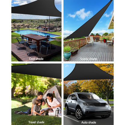 Instahut Shade Sail 5x5x5m Triangle 280GSM 98% Black Shade Cloth - ShopFrenzy