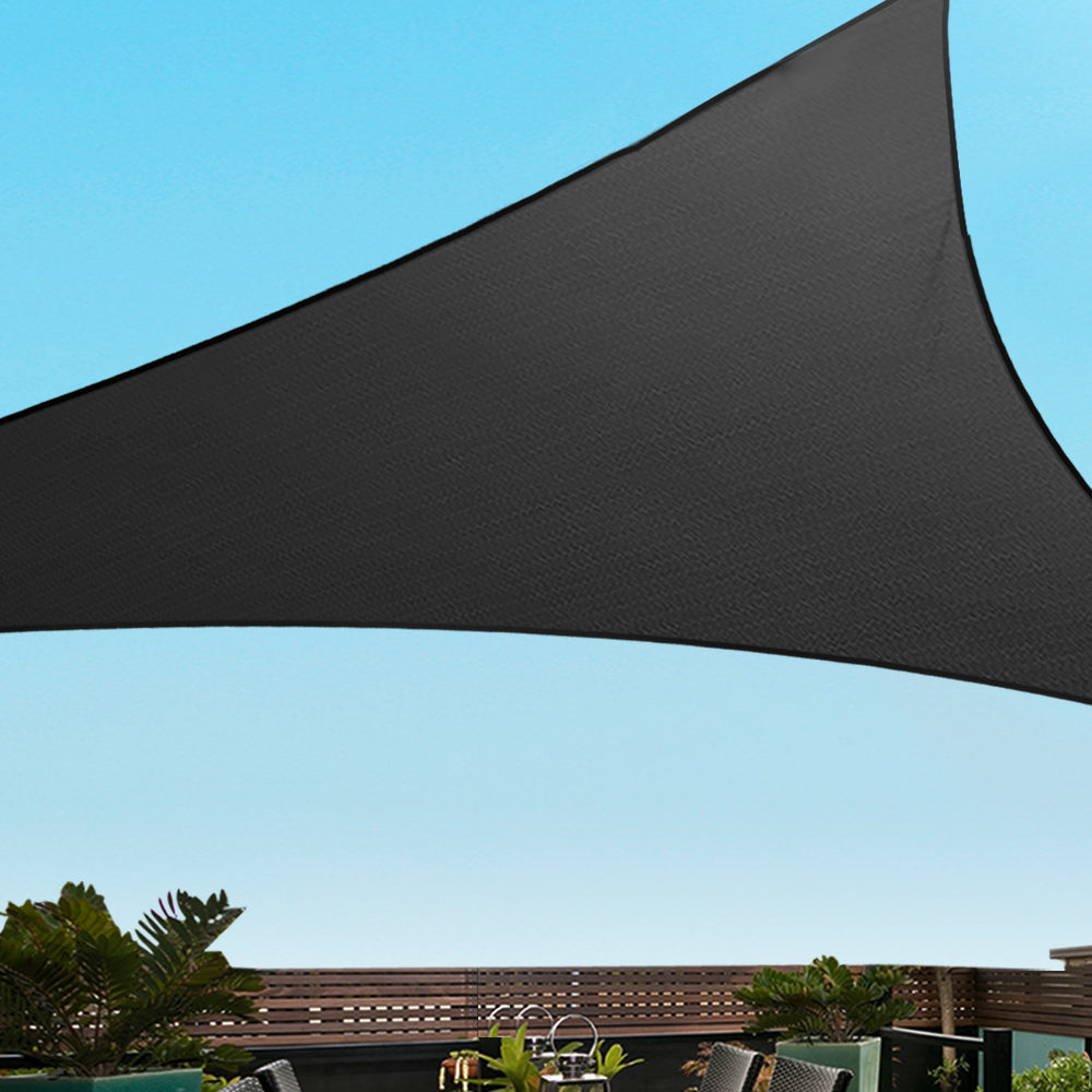 Instahut Shade Sail 5x5x5m Triangle 280GSM 98% Black Shade Cloth - ShopFrenzy