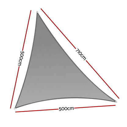 Instahut Shade Sail Cloth Shadecloth Canopy Triangle 280gsm 5x5x7.1m - ShopFrenzy