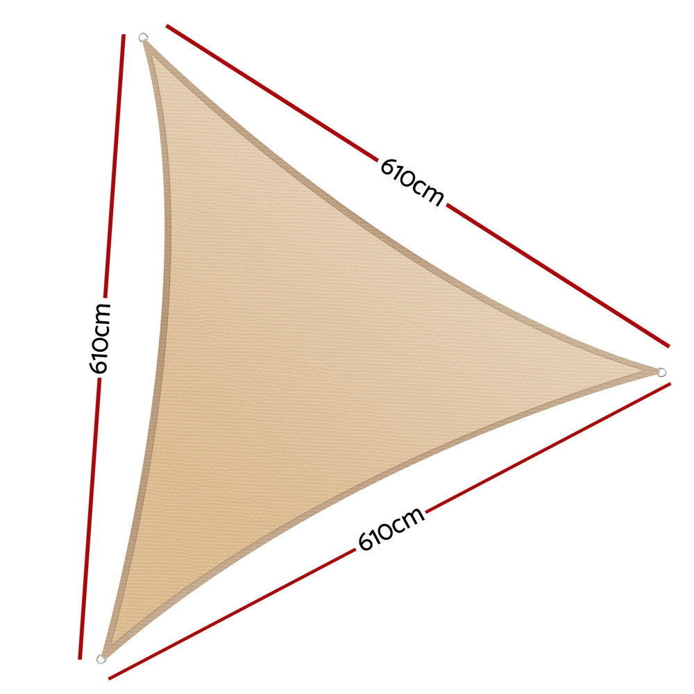 Instahut Shade Sail Cloth Shadecloth Triangle Sun Canopy 6.1x6.1x6.1M - ShopFrenzy