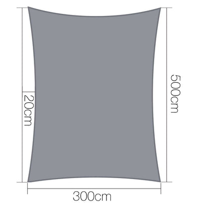 Instahut Shade Sail 3x5m Rectangle 280GSM 98% Grey Shade Cloth - ShopFrenzy