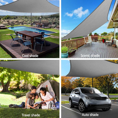 Instahut Shade Sail 3x5m Rectangle 280GSM 98% Grey Shade Cloth - ShopFrenzy