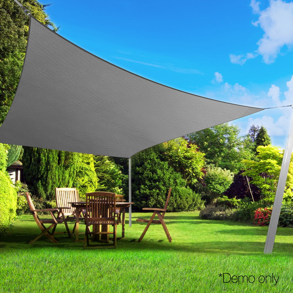 Instahut Shade Sail 3x5m Rectangle 280GSM 98% Grey Shade Cloth - ShopFrenzy
