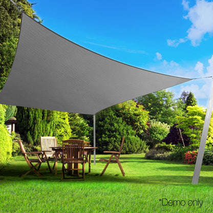 Instahut Shade Sail 3x5m Rectangle 280GSM 98% Grey Shade Cloth - ShopFrenzy