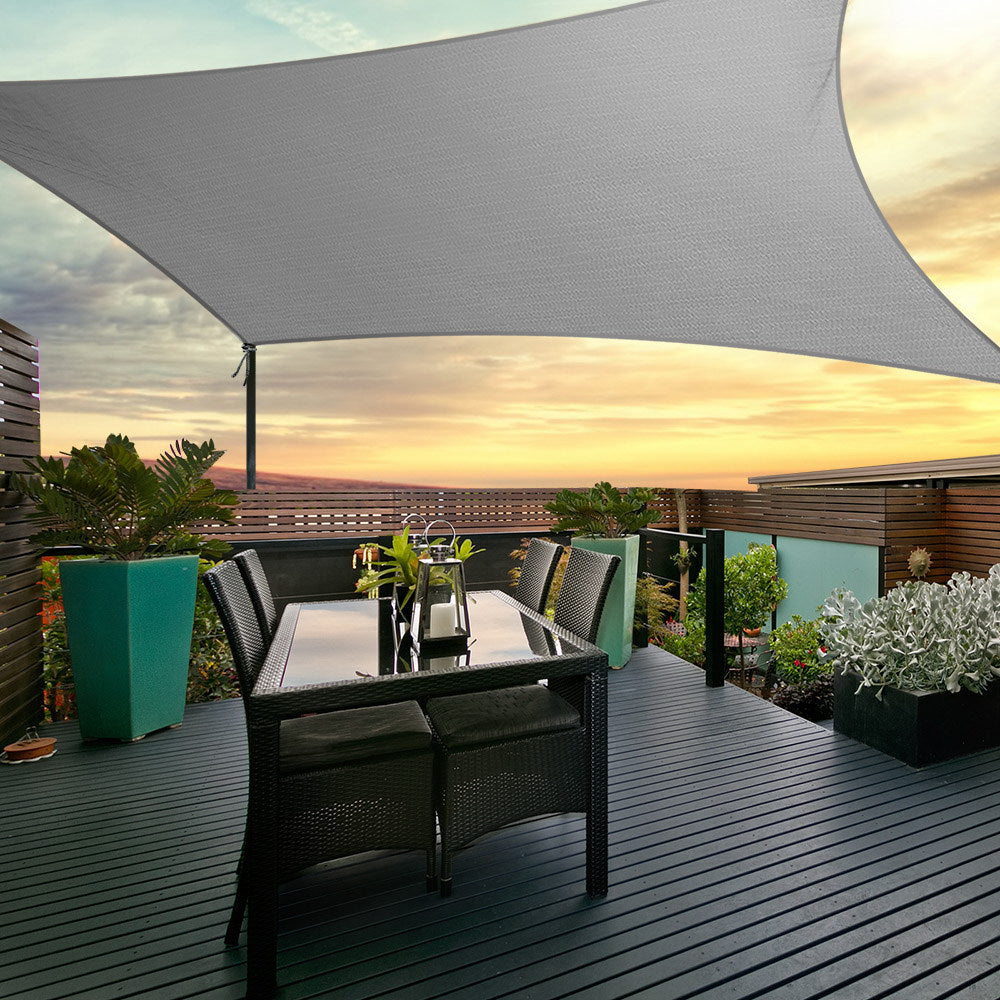 Instahut Shade Sail 3x5m Rectangle 280GSM 98% Grey Shade Cloth - ShopFrenzy