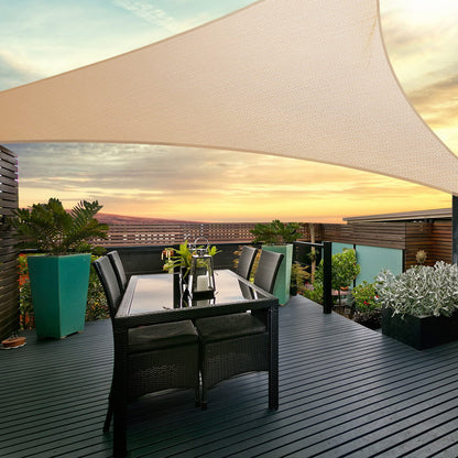 Instahut Shade Sail 5x5x5m Triangle 185GSM 95% Sand Shade Cloth - ShopFrenzy