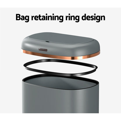 Devanti 38L Motion Sensor Bin Rubbish Automatic Grey - ShopFrenzy