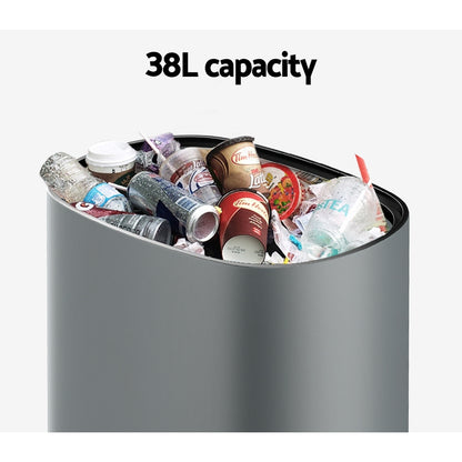 Devanti 38L Motion Sensor Bin Rubbish Automatic Grey - ShopFrenzy