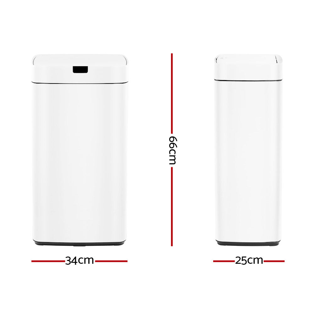 Devanti 45L Motion Sensor Bin Rubbish Automatic White - ShopFrenzy